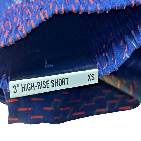 DSG women High Rise Stride Shorts Lined Blue Gold Swirl size XS NWT - Picture 4 of 7